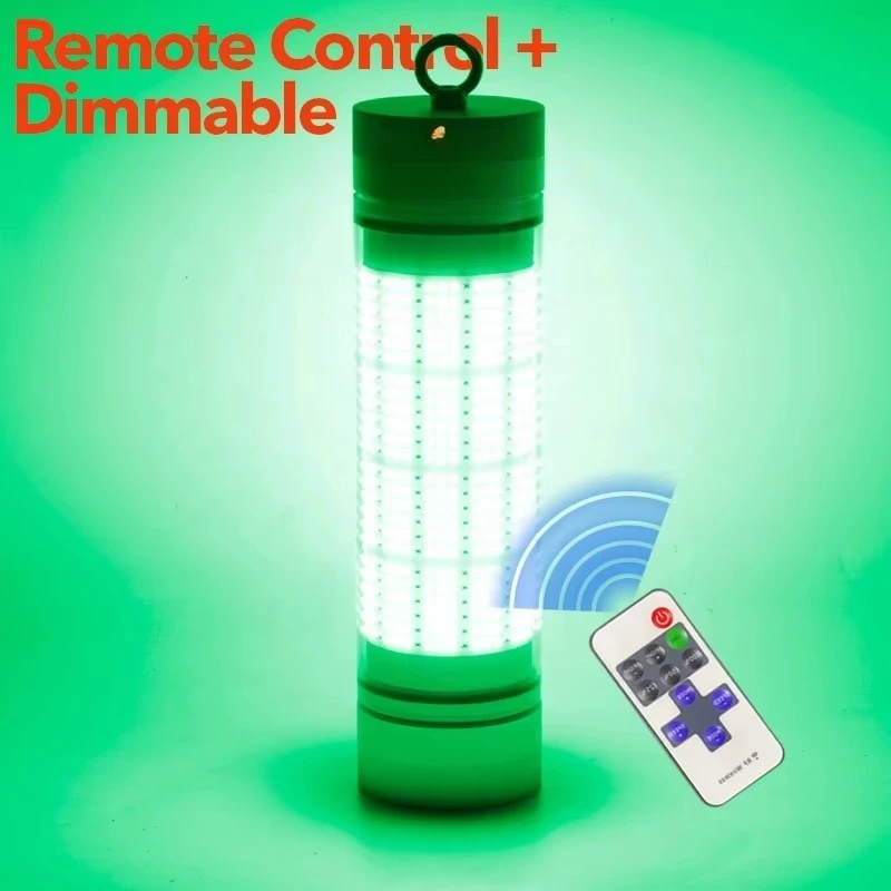 Built-in battery rechargeable LED waterproof fishing light, green 24000LM squid bait light