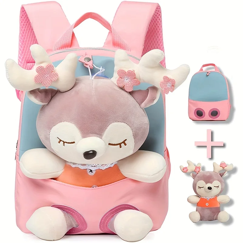 Cute Toddler Backpack for Girls, Mini Baby Girl Backpack for Toddler Girls Toys 2 3 4 5 6 Years Old, Kids Plush Toys