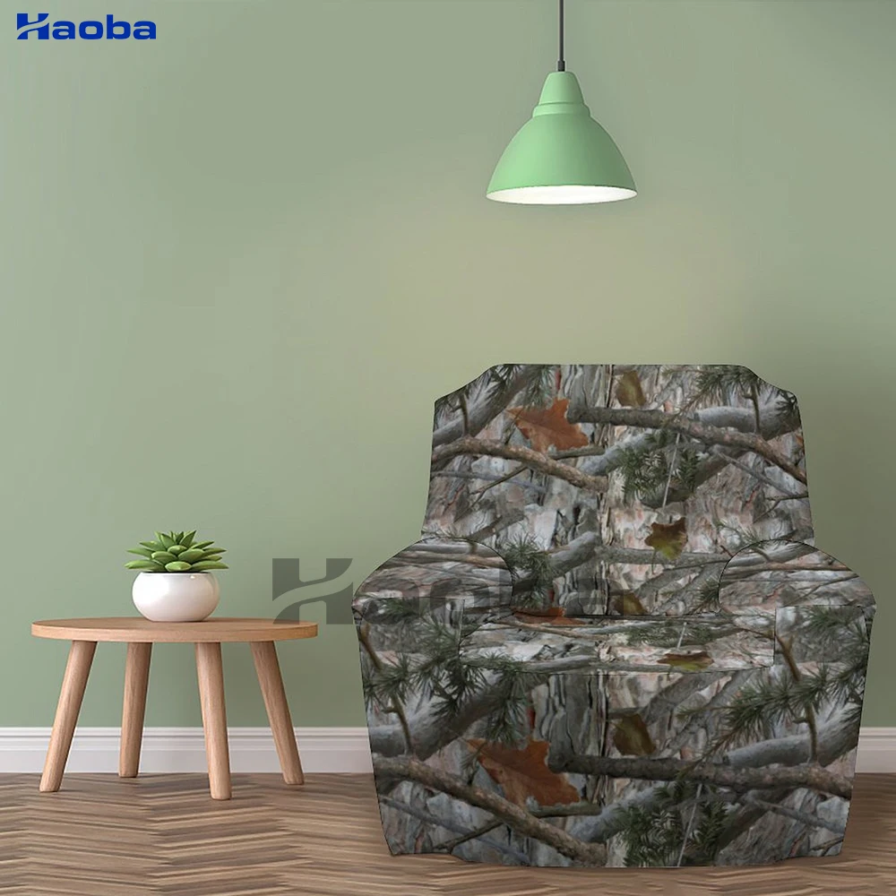 Outdoor Conifer Hunting Camouflage Couch Covers,Chair/Sofa Covers, Stretch,Printed,Armchair Slipcover,Separate Cushion Covers