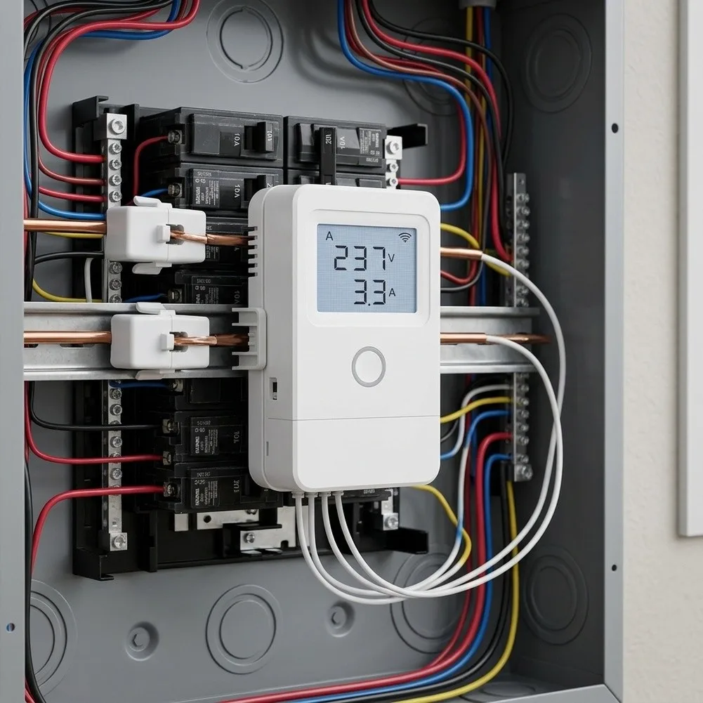 3-Phase WiFi Energy Meter 80A With Current Sensors, App-Controlled Real-Time Electricity Monitor For Home & Workshop