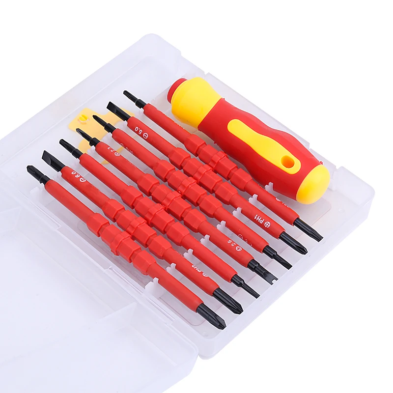

8 in 1 Insulated Screwdriver Set Magnetic Screw Driver Double Head Bit CRV Slotted Phillips Torx Triangle Electrical Hand Tools