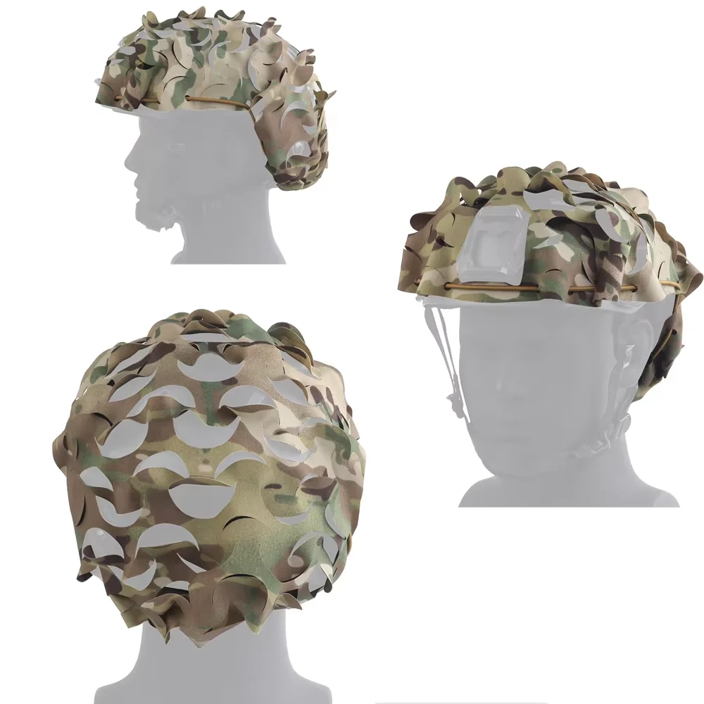 Lightweight Laser Cut Helmet Cover CP Camouflage Cloth 3D Camo Net for Outdoor Fast Helmet etc.