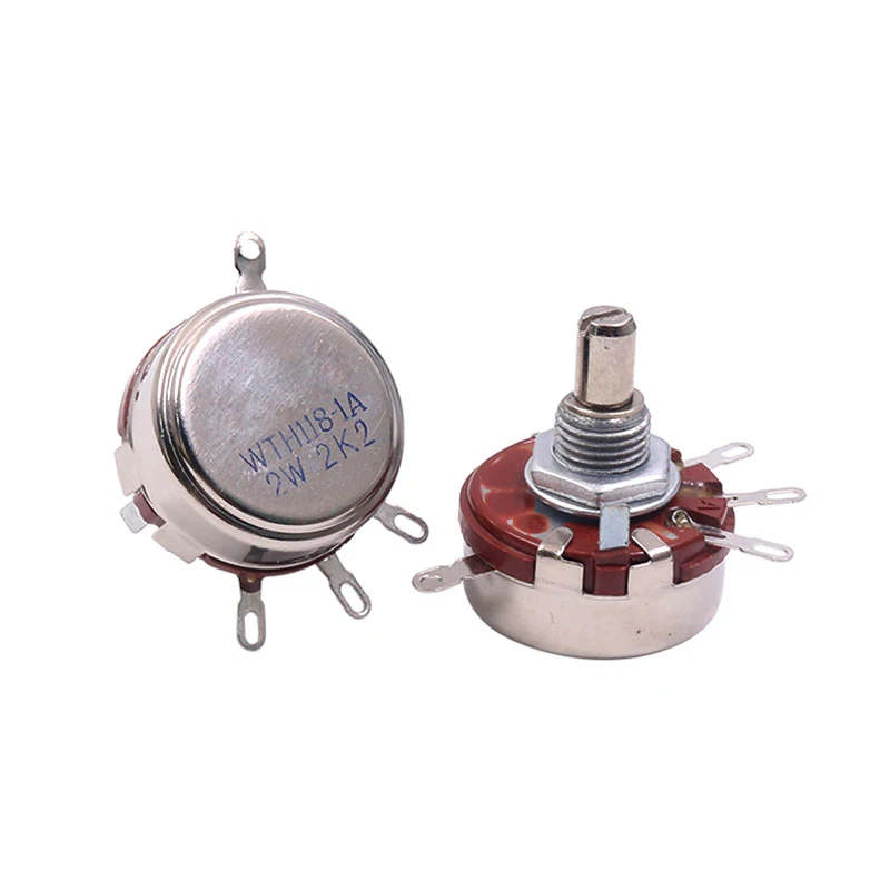 1PC WH118 Single coil Carbon film Potentiometer 2W 1K 2K2 3K3 4K7 5K6 10K 22K 33K 47K 100K 150K 470K WTH118-1A Knob resistance image 2