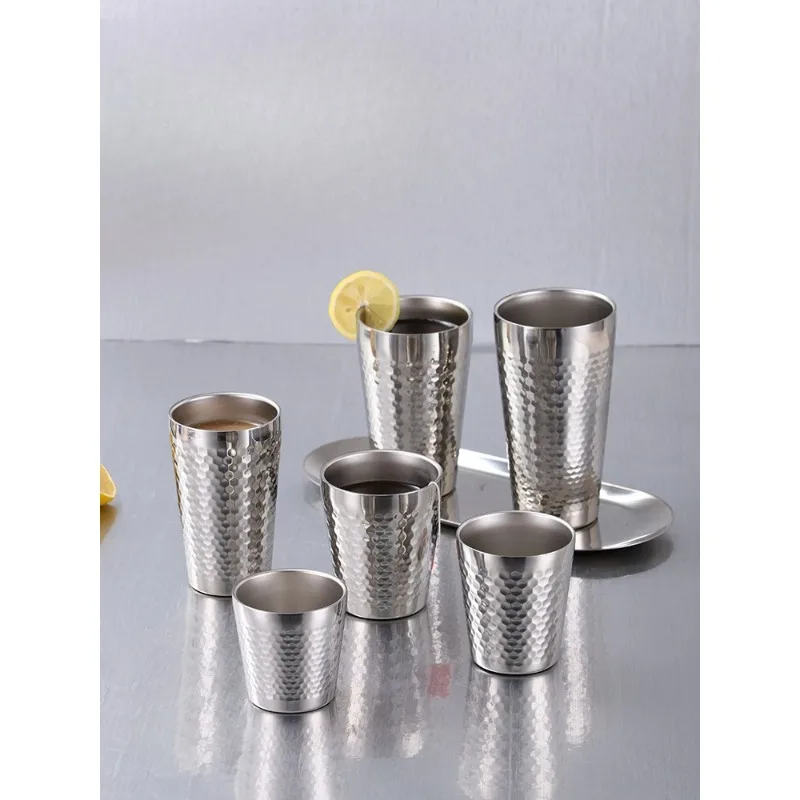 

Creative diamond pattern water cup 304 stainless steel double layer beer cup