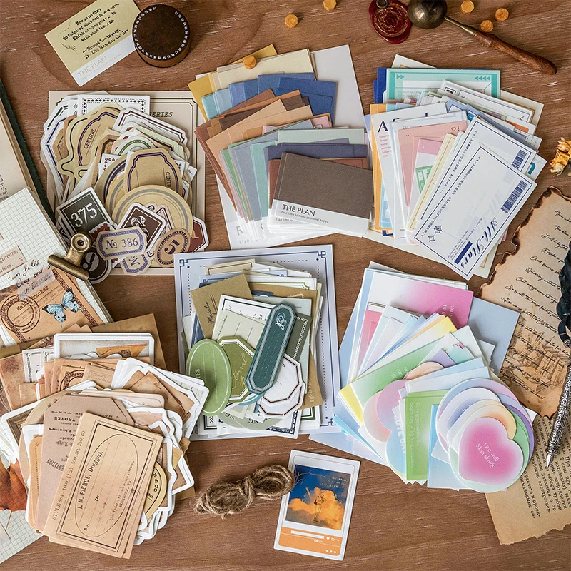 100 Stück Vintage Dekopapier DIY Scrapbooking Deko-Material Etikettenpapier für Tagebuch Notizbuch Planer Handgemachte Bastelbedarf