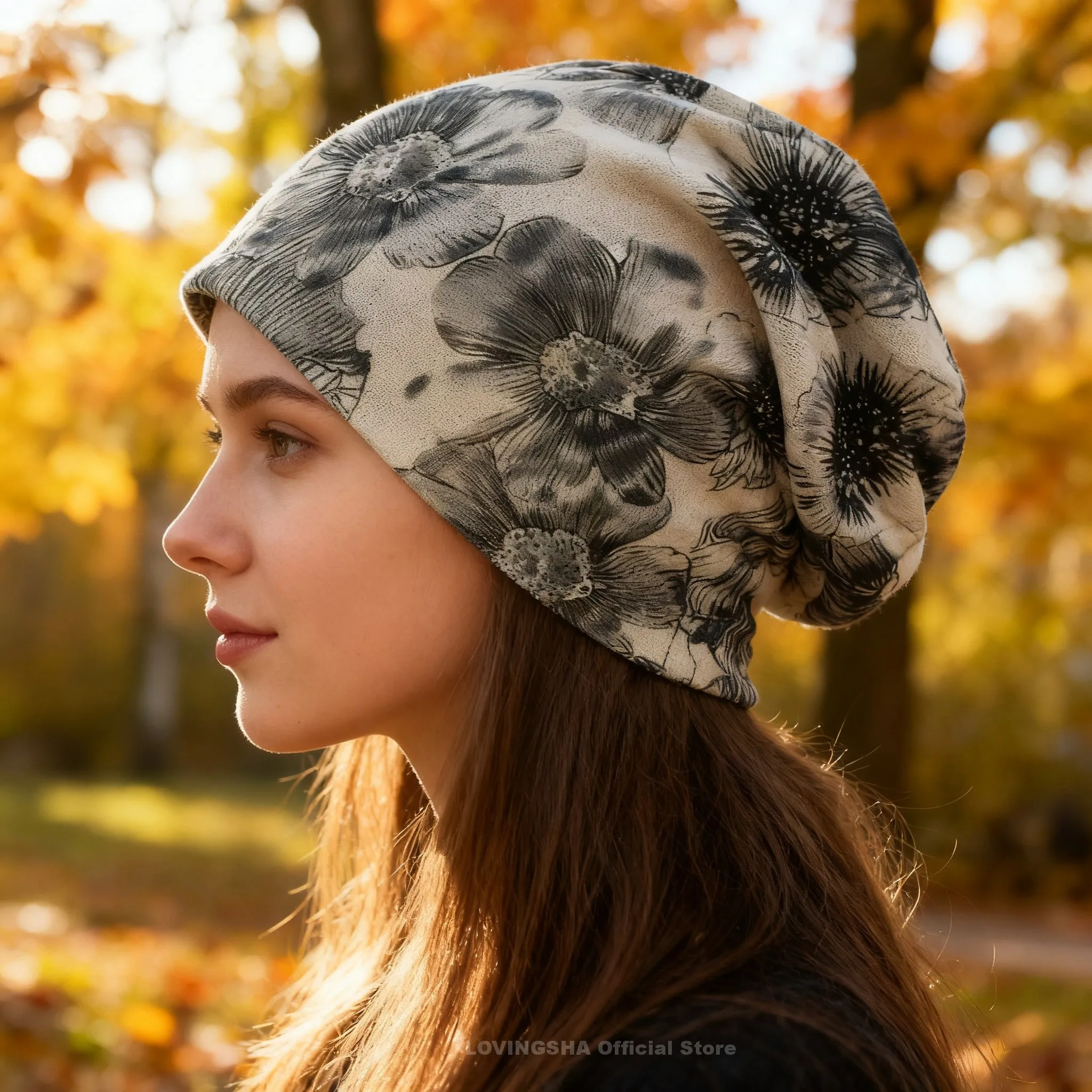 LOVINGSHA Brand Autumn And Winter Dual-use  Vintage Design Hats For Ladies thin Skullies And Beanies Women Scarf Face Mask HT015