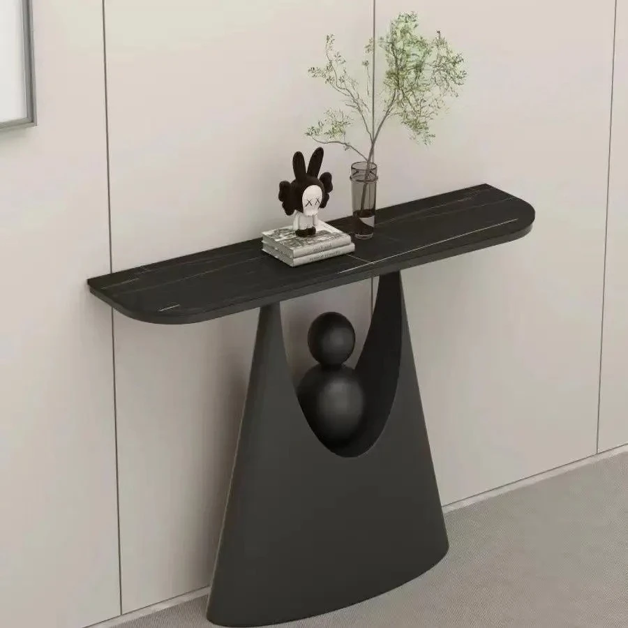 Italian light luxury entrance table against the wall ultra-narrow corridor decorative aisle end view platform rock slab