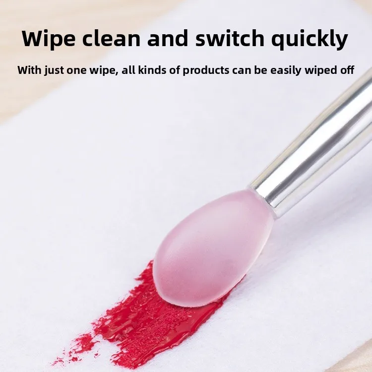 Silicone Nail Art Stick for Mirror Chrome Powder Aurora Gel Application Magic Powder Applicator with Lid Reusable Manicure Tool