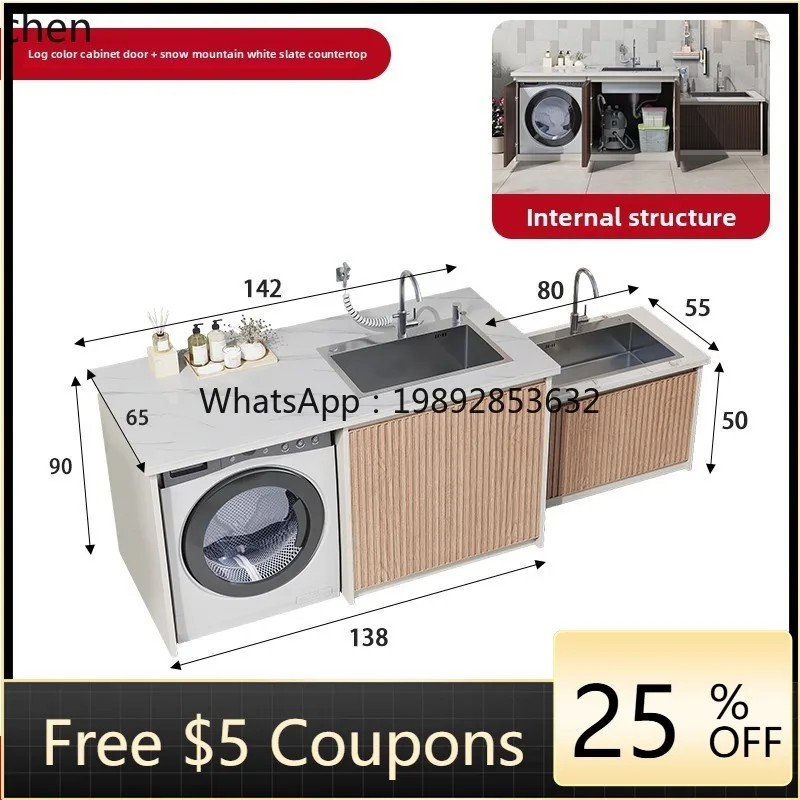 

courtyard all-aluminum sink washing machine dryer with mop pool rock slab balcony outdoor washbasin locker