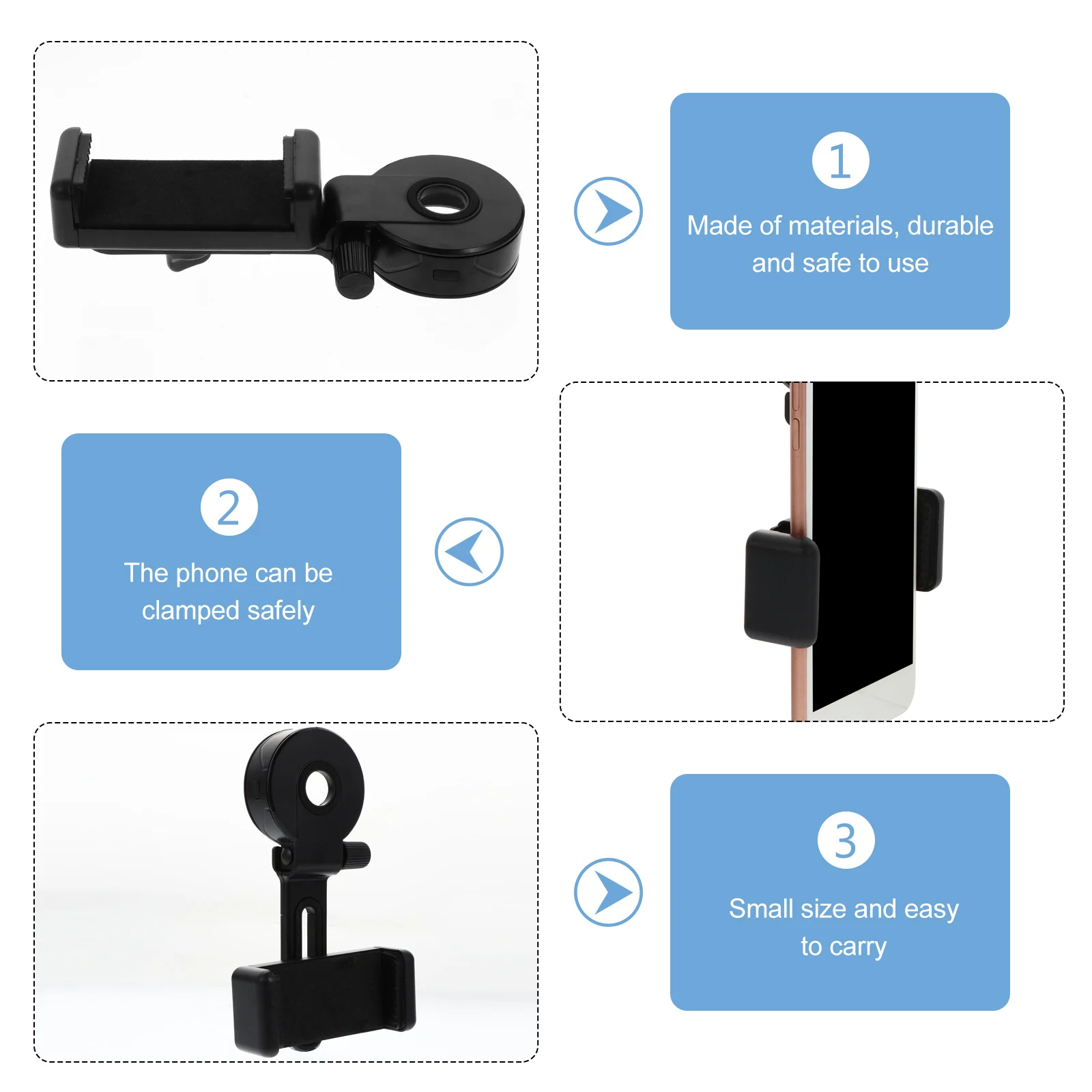 

Phone Holder Photography Adapter Mount Telescope Desktop St Bracket Center Eyepiece Knobs Secure