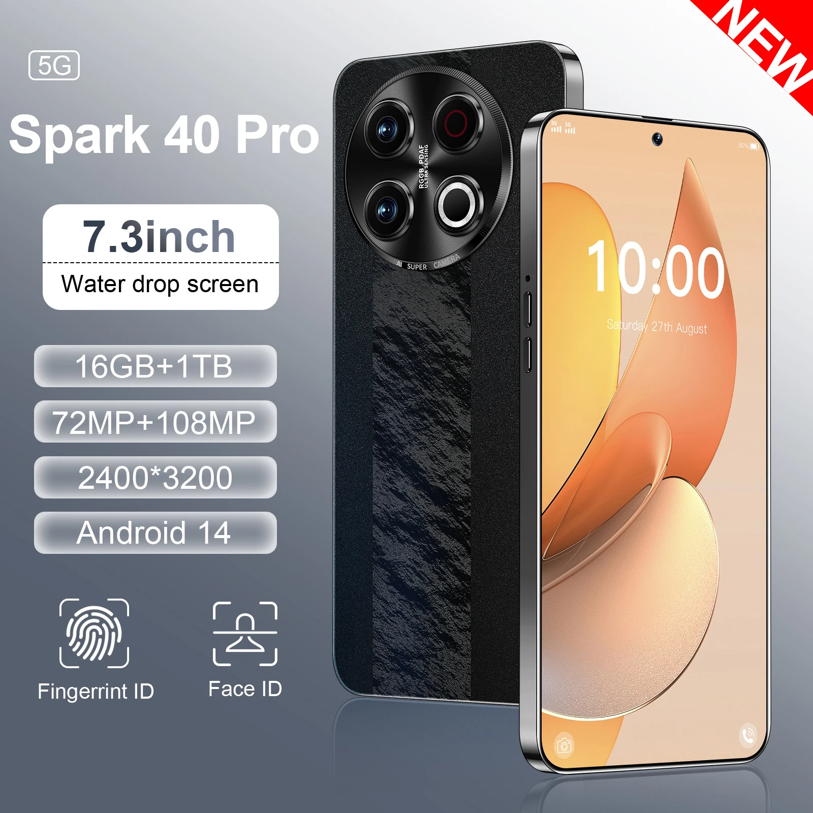 

Spark 40 Pro HOT 2026 New High Quality original intelligent 5G dual card dual standby system global version 8000mAh battery