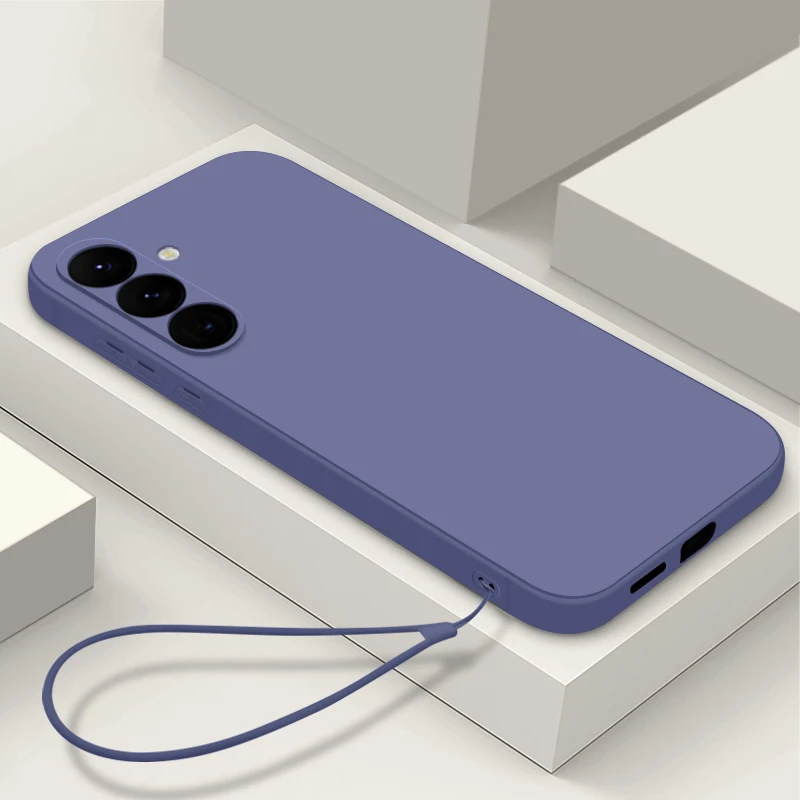 Coque de téléphone avec lanière en Silicone souple, étui pour Samsung Galaxy S23 S24 S22 S21 Ultra Plus A55 A54 A53 A52 A34 A15 A25 A14 5G S20 FE