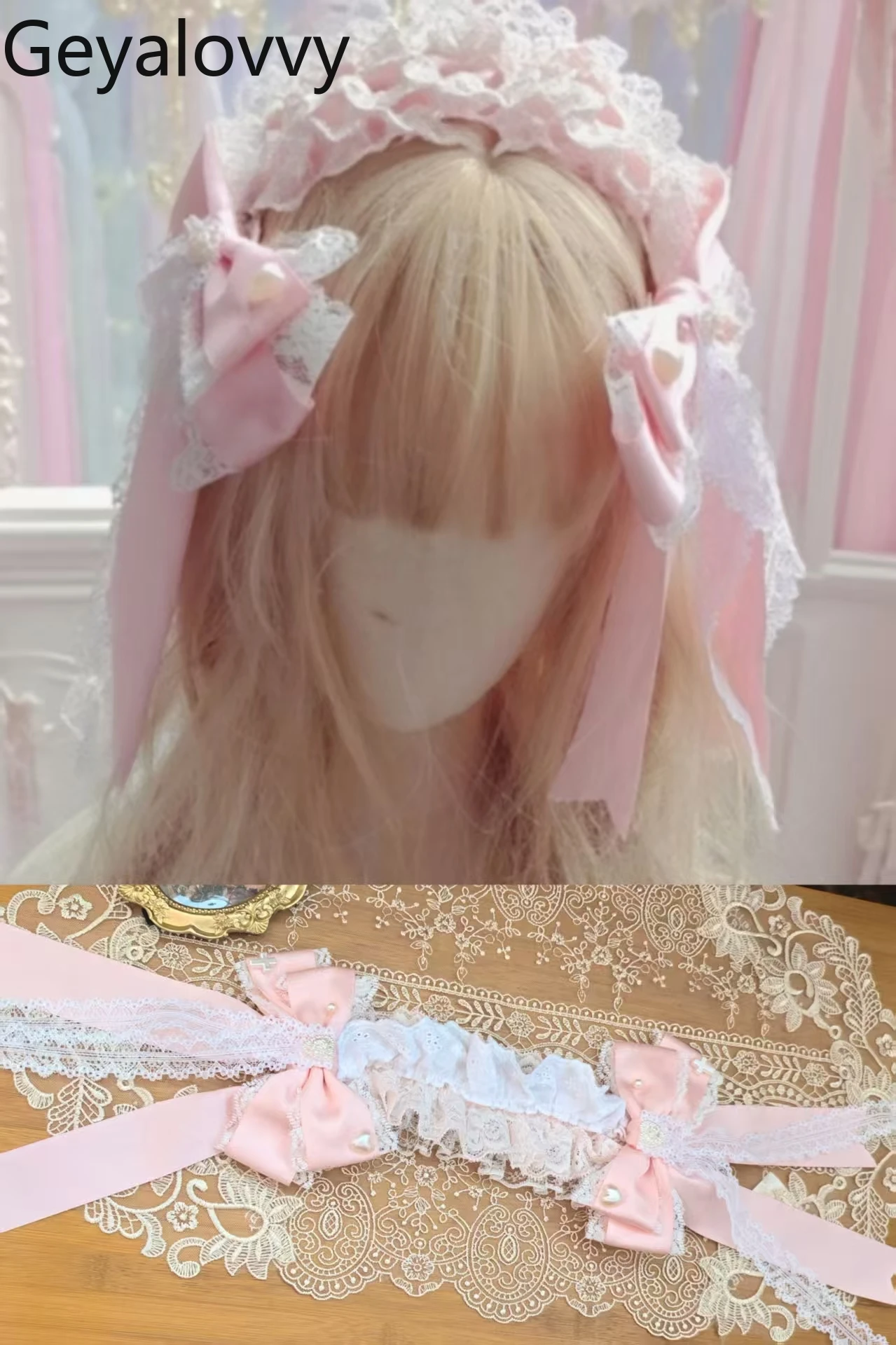 ファッションアクセサリーオリジナルロリータヘッドバンド甘いレースのリボンかわいいバレエスタイルは蝶ハート帽子と組み合わせることができます