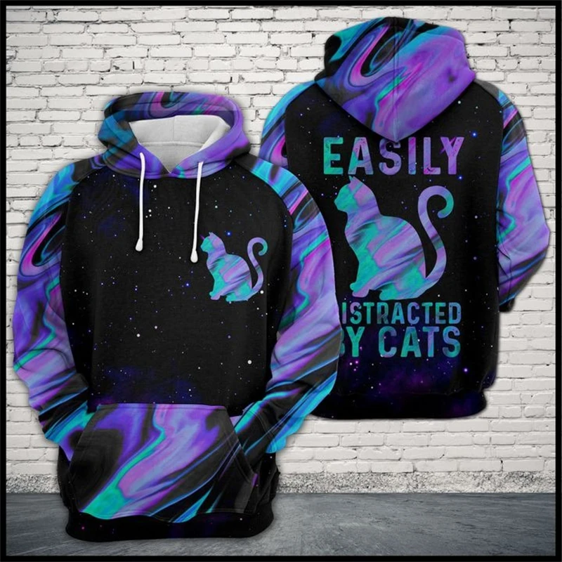 Different Design Cute Cat Hoodie Men's Clothing 3D Printing Long Sleeve Pullover Sweatshirt Camouflage Animal Autumn Hoodies