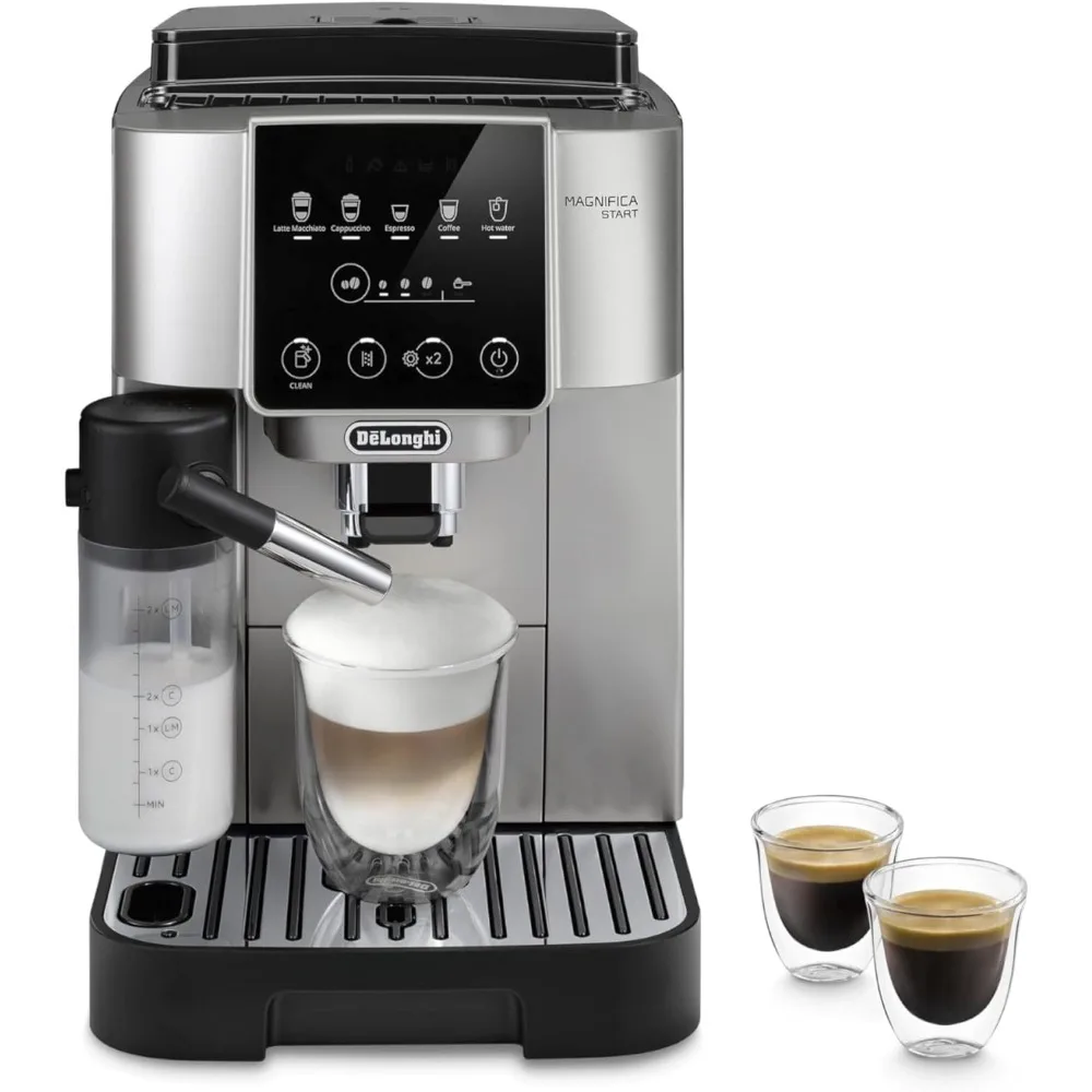 

Start Espresso & Coffee Machine with Automatic Milk Frother, One Touch Latte, Cappuccino, Built-in Grinder, Silver