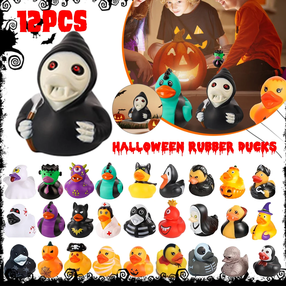 12 Pcs Halloween Rubber Ducks Novelty Rubber Duck Toys Rubber Duckies Kids Halloween Party Favors Duck for Home Decorations