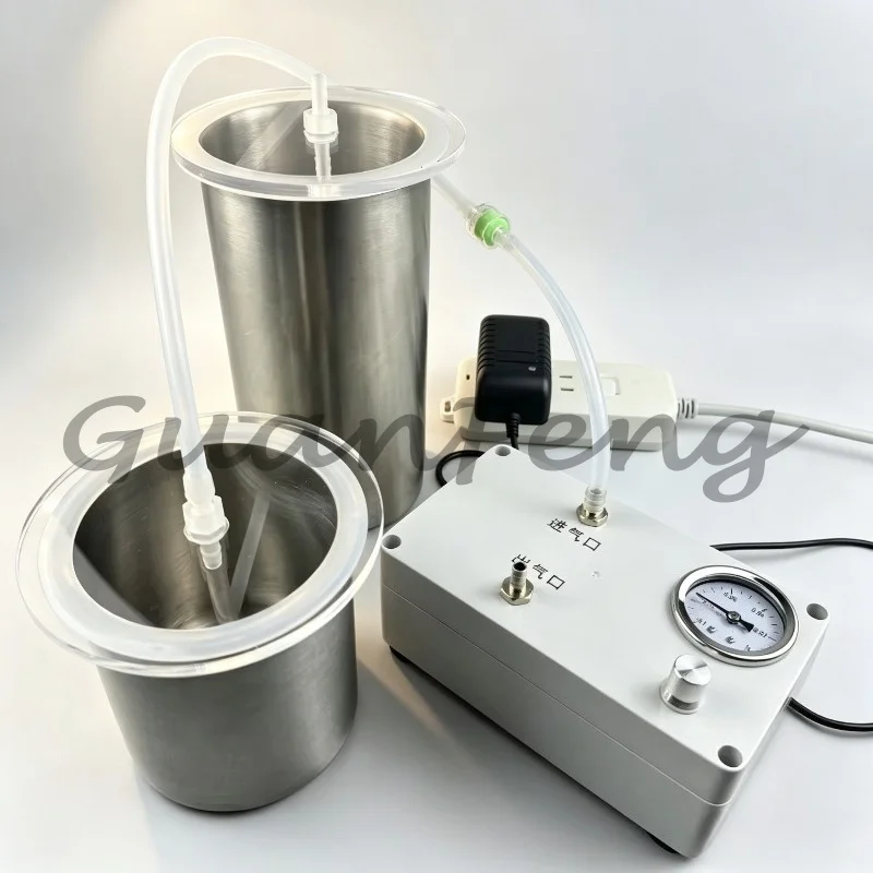 Stainless Steel Vacuum Defoaming Tank with Transparent Lid, Electric Seal Resin AB Glue Bubble Remover Bucket