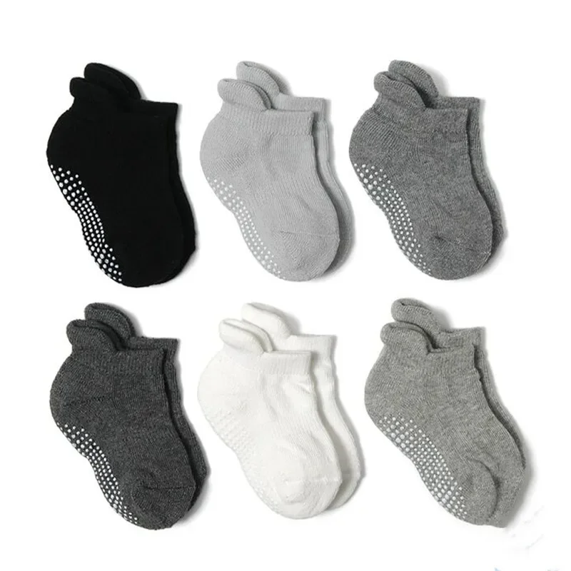 6 Pairs/Lot Winter Cotton Socks Anti-slip Non Skid Ankle Socks Baby Toddler Kids Boys Girls 0-7Years