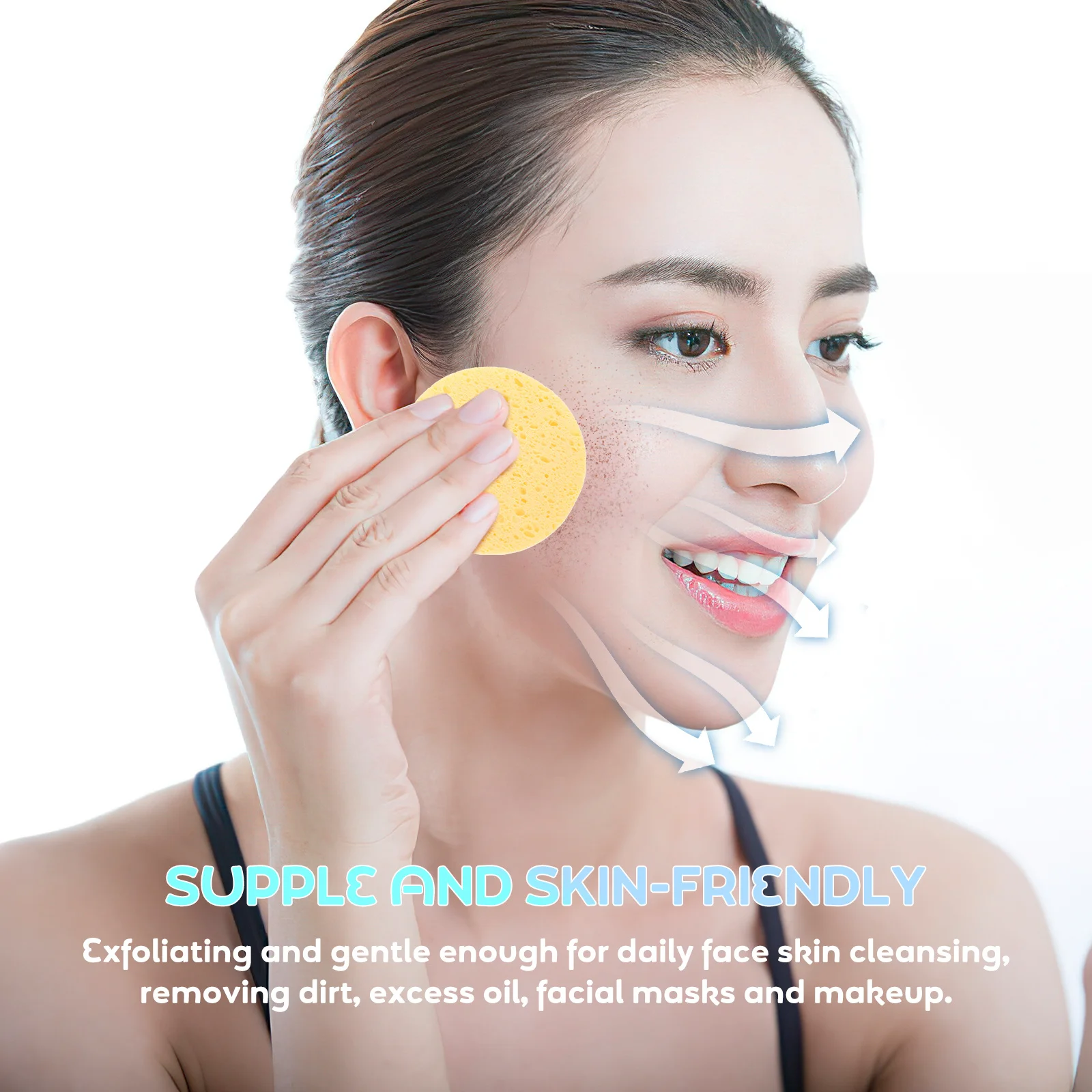 Esponjas de limpeza facial naturais, 10 peças, removedor de maquiagem facial, esponjas macias e amigáveis à pele para uso diário, viagens