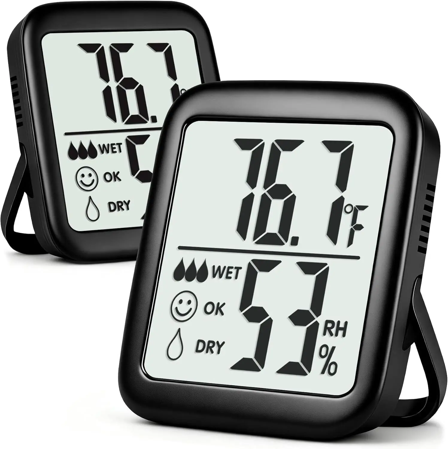 

2-Pack Digital Thermometer Hygrometer for Home, Terrarium, Greenhouse - Battery Included
