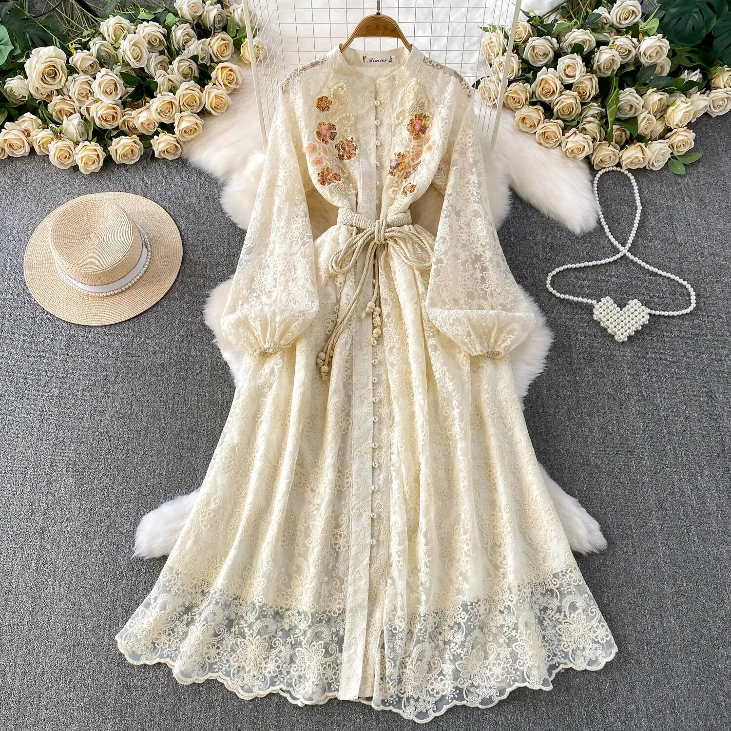 

Шикарная винтажная однобортная блестящая тонкая элегантная фея с длинными рукавами, корейская модная женская одежда, длинное платье