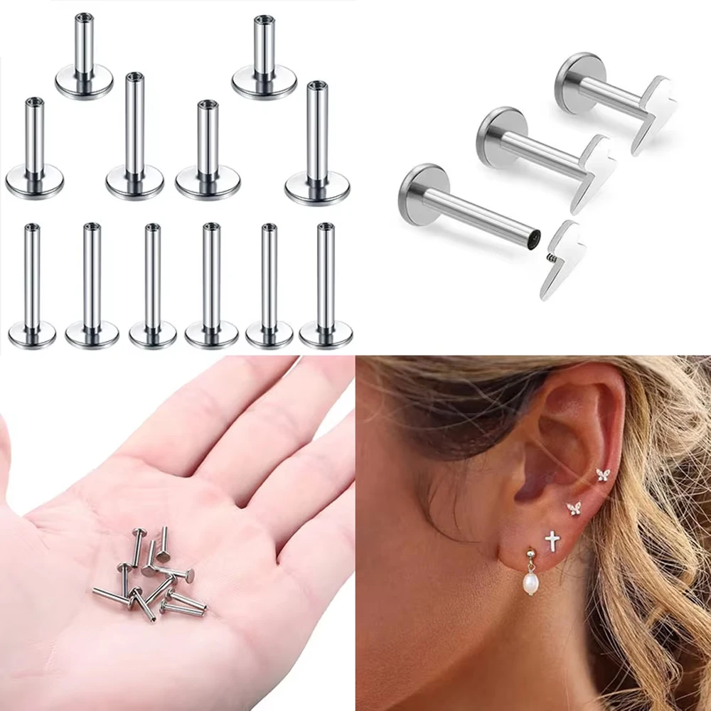 10 Stück G23 ASTM F36 Titan Labret 16G 18G Innengewinde Plug Septum Ohr Lippen Nase Piercing Tragus Körperschmuck Zubehör – Detail 4