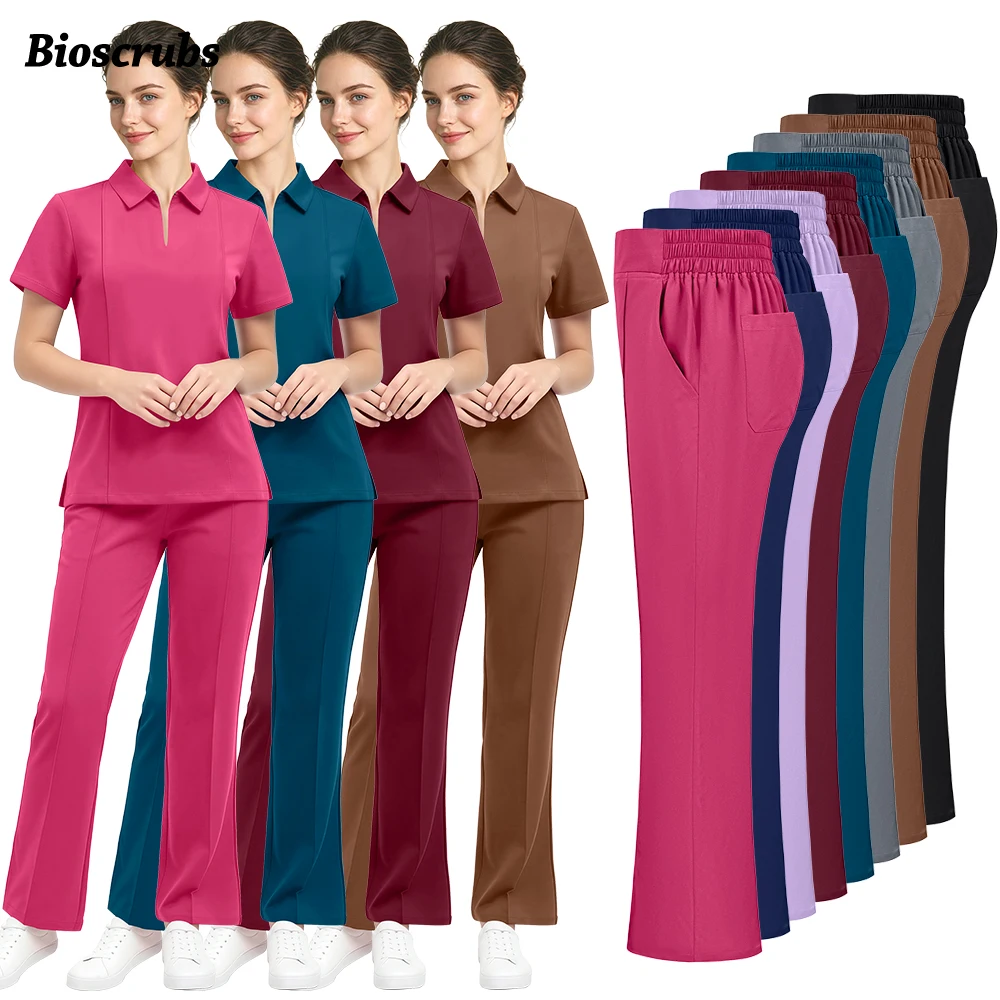 New Design Workwear Women Scrubs Sets Hospital Medical Uniforms Nurses Accessories Dental Clinic Pet Beauty Salon Spa Clothes