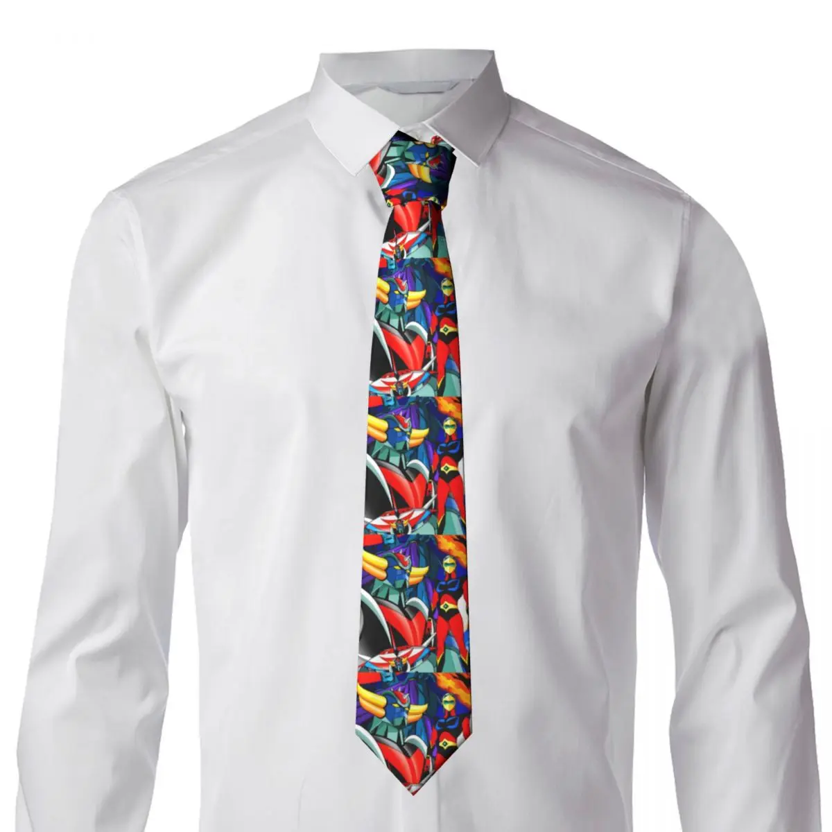 Custom Grendizer UFO Robot Ties Men Fashion Silk Goldorak Goldrake Anime Neckties for Office