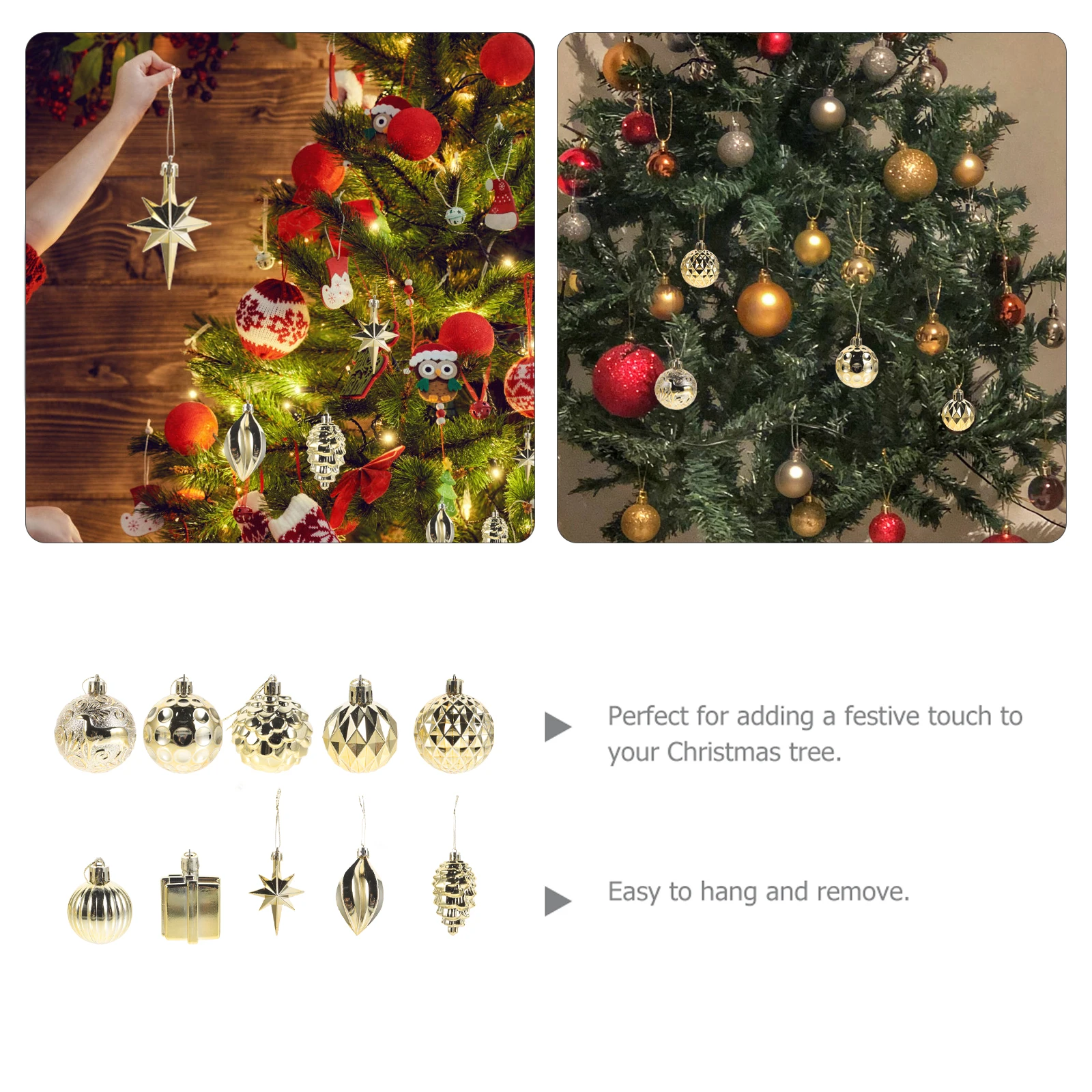 

1Set Christmas Ball Ornaments Hanging Xmas Tree Decor Festive Holiday Pendants for Mall Hotel Party Decoration Yearly Use