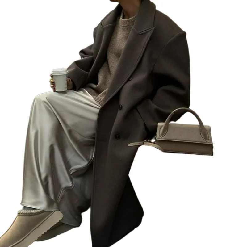 

2026 Outerwear Fashionable Elegant and High-end Coat for Autumn Winter Featuring Long Elegant Lapel and Single-breasted Overcoat