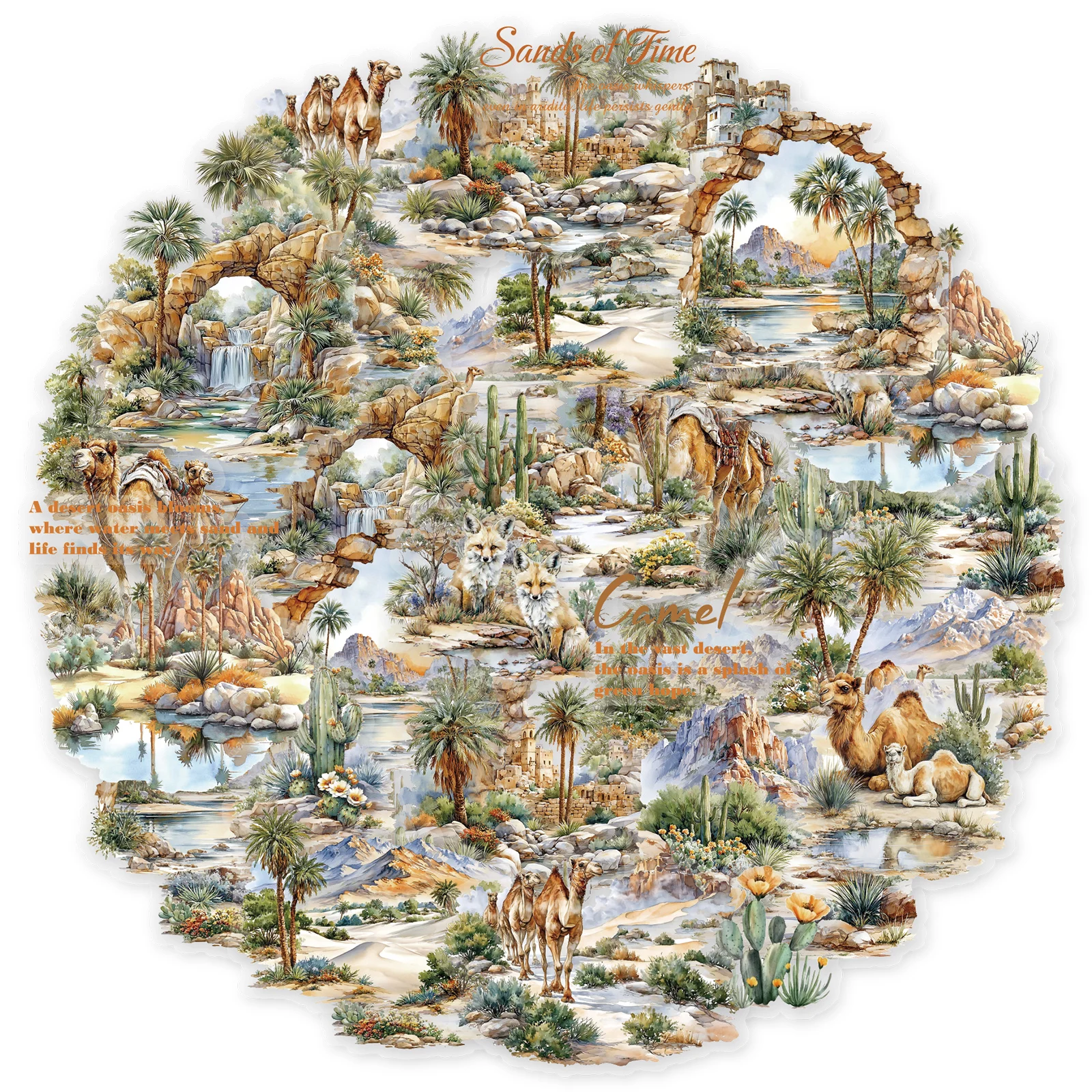 Etori Life 20 قطعة من ملصقات نمط المناظر الطبيعية العتيقة للوحة الصحراء للديكور، وسجل القصاصات المصنوع يدويًا، وديكور المنزل، والحفلات العتيقة، وألبومات الصور، وحقائب السفر، وملصقات الأطفال، والهدايا الصغيرة