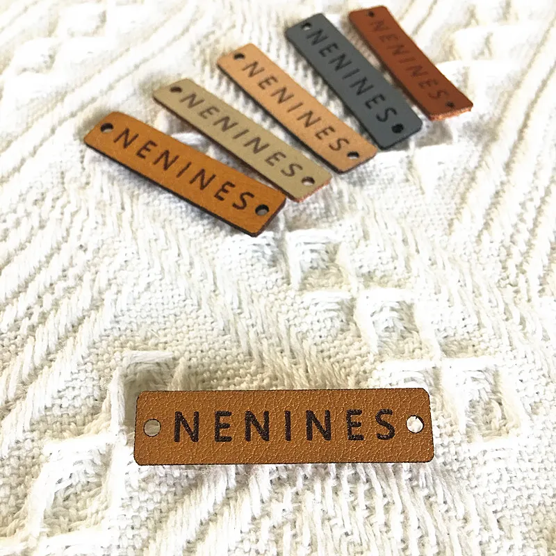 30pcs Sewing labels for knitting Peroanlized logo Leather handmade tag for Garment Rectangle clothing crafts label Free shipping