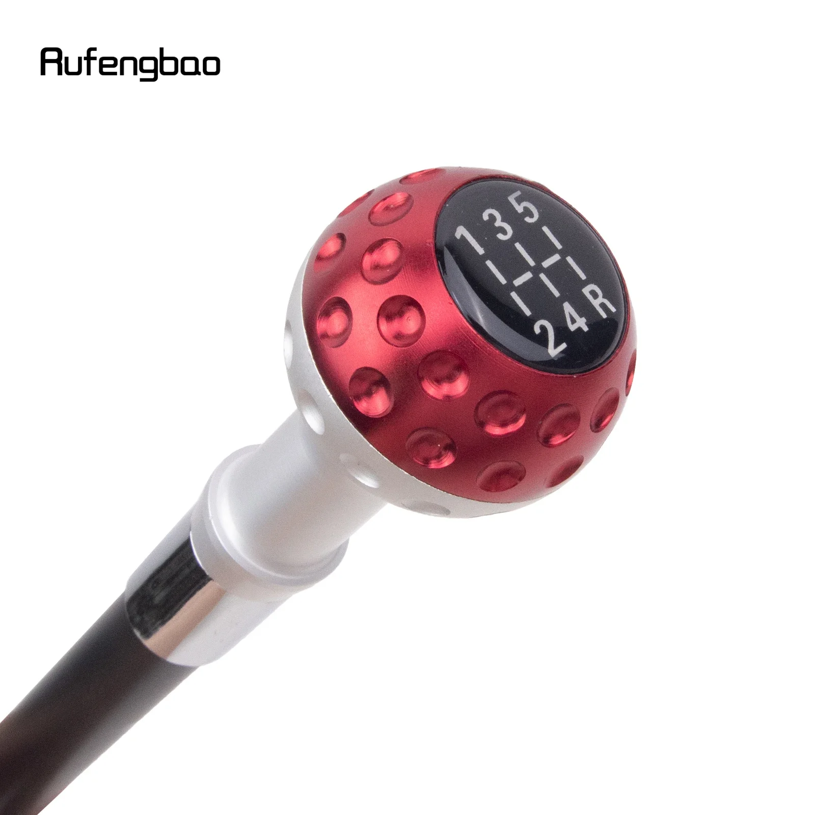 Bastone da passeggio rosso nero con sfera in argento Bastone da passeggio decorativo alla moda Gentiluomo Elegante bastone cosplay Crosier 94 cm