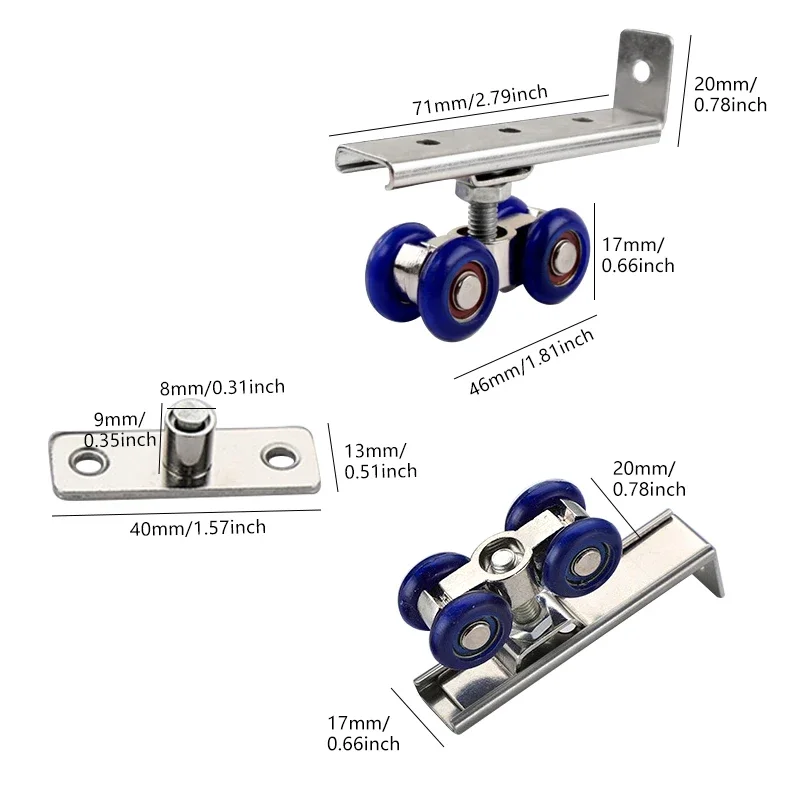 2 Stks/set Schuifdeur Roller Hardware Slide Deuren Katrol 4/8 Wielen Thuis Kamer Houten Deur Opknoping Wielen Spoor Katrol