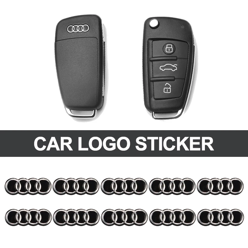 16mm Car Remote Key Sticker Aluminum Emblem Decal For Audi RS6 A1 A2 A3 A4 A5 A6 A7 A8 Q1 Q2 Q3 Q4 Q5 Q6 Q7 Q8 TT S5 B8 C6 B9 B6