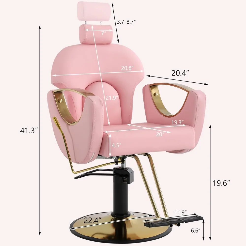 Barber Chair, Salon Chair for Hair Stylist, Height Adjustable Hydraulic Hair Reclining Salon Chair, 360 Degrees Rotation