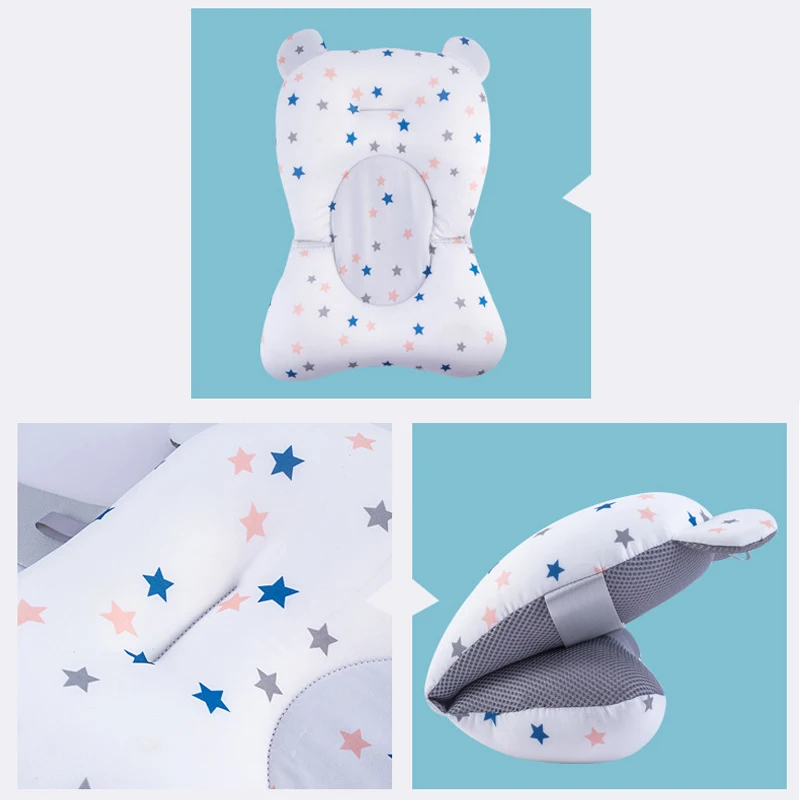 Baby Bath Seat Support Mat Foldable Baby Bath Tub Pad & Chair Newborn Bathtub Pillow Infant Anti-Slip Soft Comfort Body Cushion