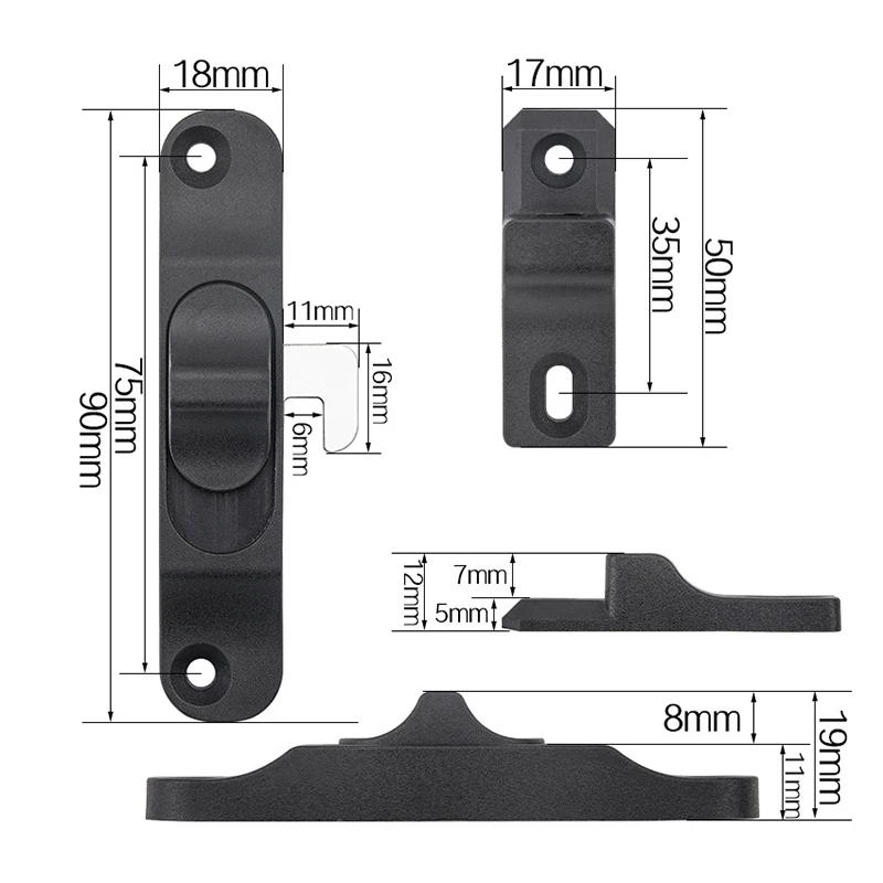 1Set Sliding Pull Door Lock Anti Theft Window Hook Lock Buckle Multifunctional Push-Pull Window Lock Hardware