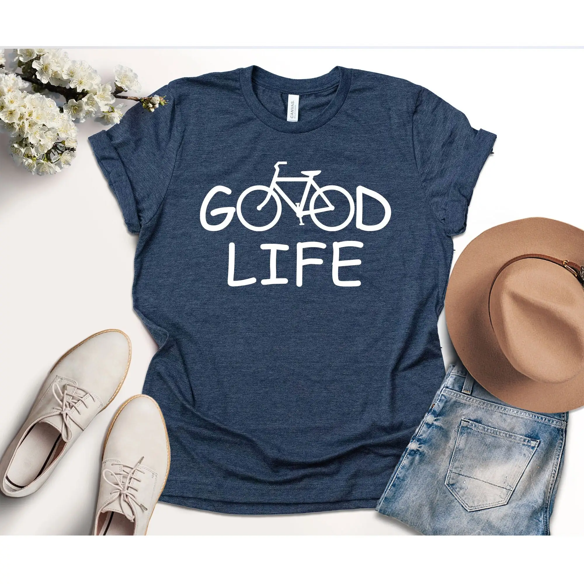 Good Life Bicycle T Shirt Cycologist Cyclist Bike Rider Mountain Lover