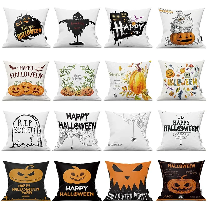 

Halloween Festival Pumpkin Printed Square Pillowslip Polyester Cushion Cover Pillowcase Soft Car Seat Living Room Home Decor