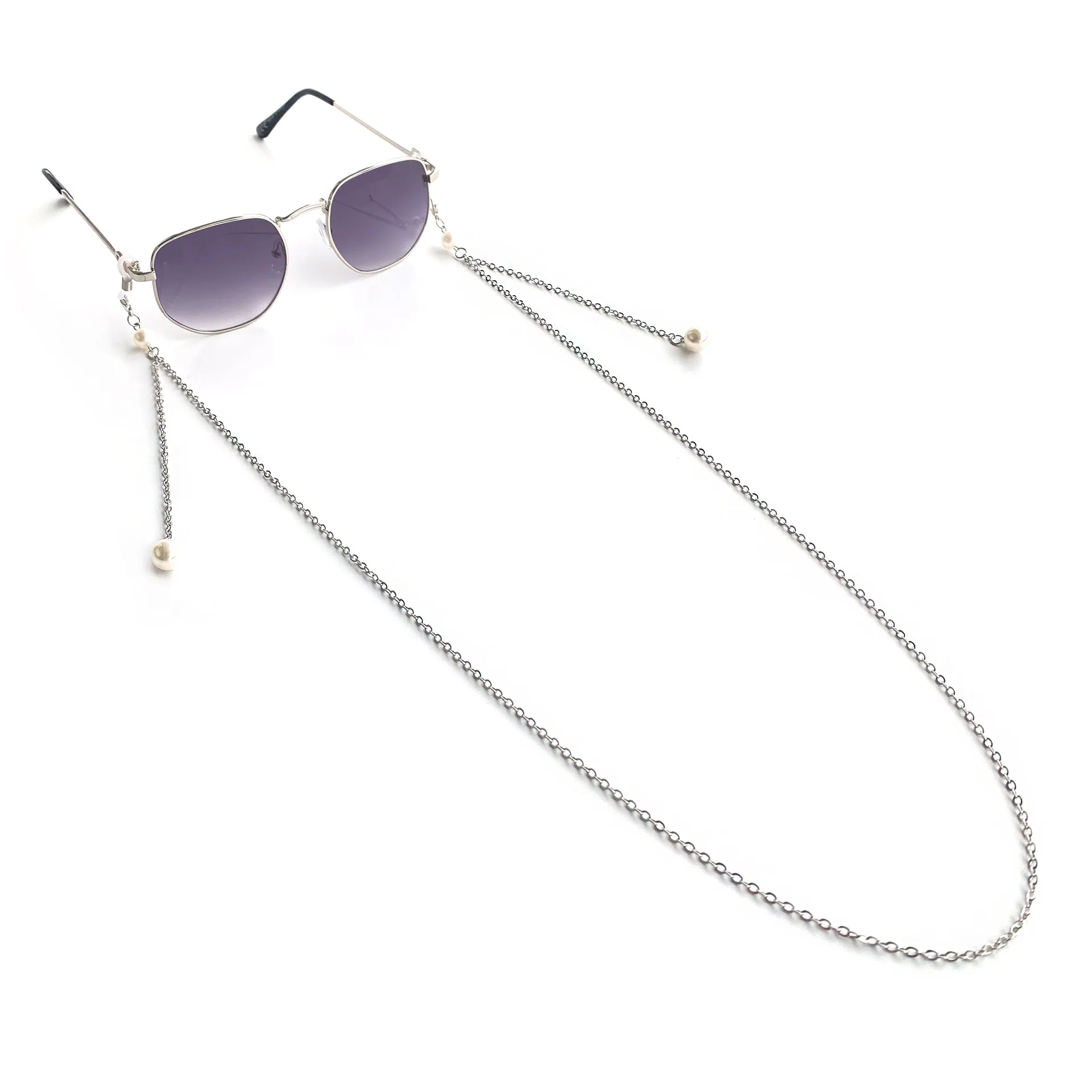 French-Style Elegant Faux Pearl Pendant Eyeglass Chain, Double-Layer Chain, Neck Strap to Prevent Falling