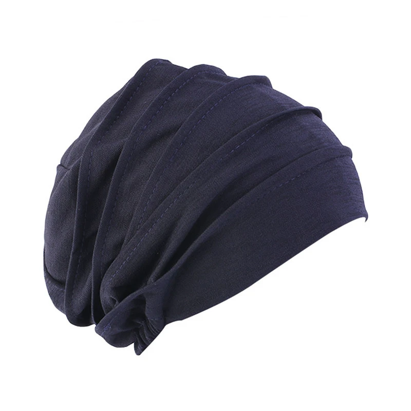 Elastic Cotton Turban Hat Solid Color Women Warm Winter Headscarf Bonnet Inner Hijabs Cap Muslim Hijab Femme Wrap Head