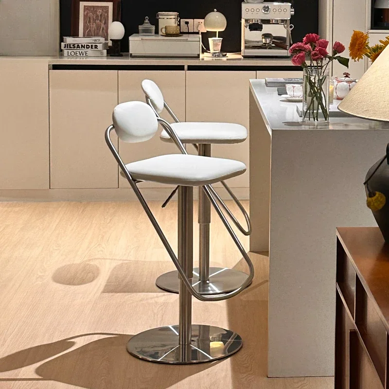 

Modern Minimalist Bar Stools Balcony Hairdressing Ergonomic Bar Stools White Aesthetic Comfortable Metal Sillas Furniture