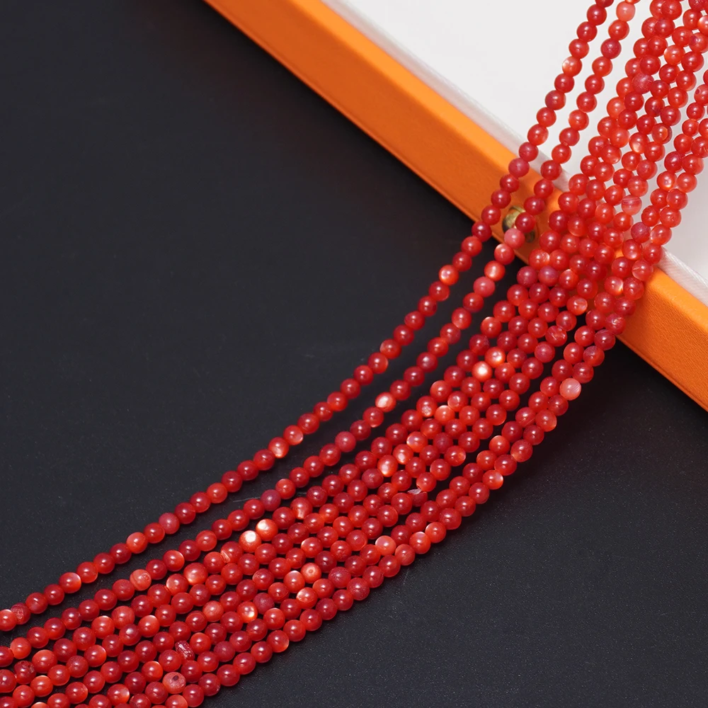 Natural Seawater Shell Red Round Beads Loose Beads for Diy Bracelets, Necklaces and Other Jewelry Accessories