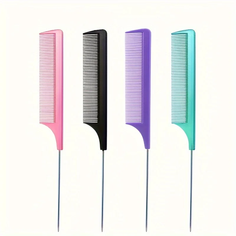 Professional Salon and Home Comb - Fine Toothed Mouse Tail Needle, Durable Metal Construction - Suitable for All Hair Types