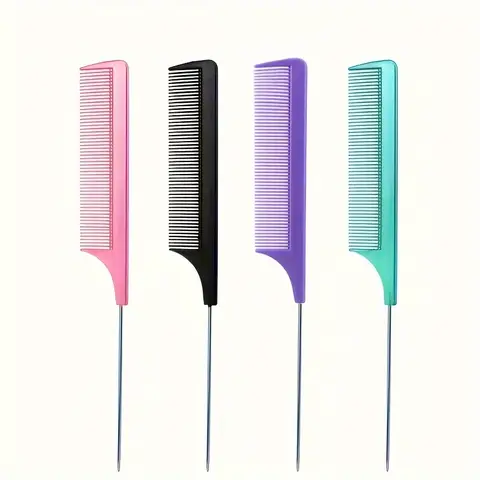 Professional Salon and Home Comb - Fine Toothed Mouse Tail Needle, Durable Metal Construction - Suitable for All Hair Types