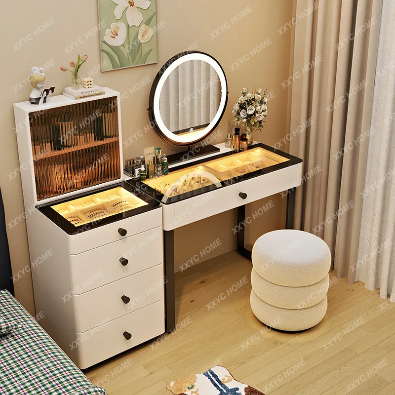 SSCream wind all solid wood dresser modern simple table storage integrated panoramic ambient light