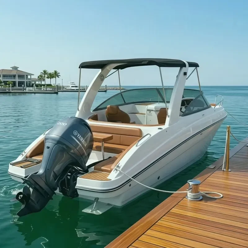 2026 Luxury Fiberglass Sports Yacht 7.3m High Speed Boat with Cockpit and Outboard Engine for Family Leisure
