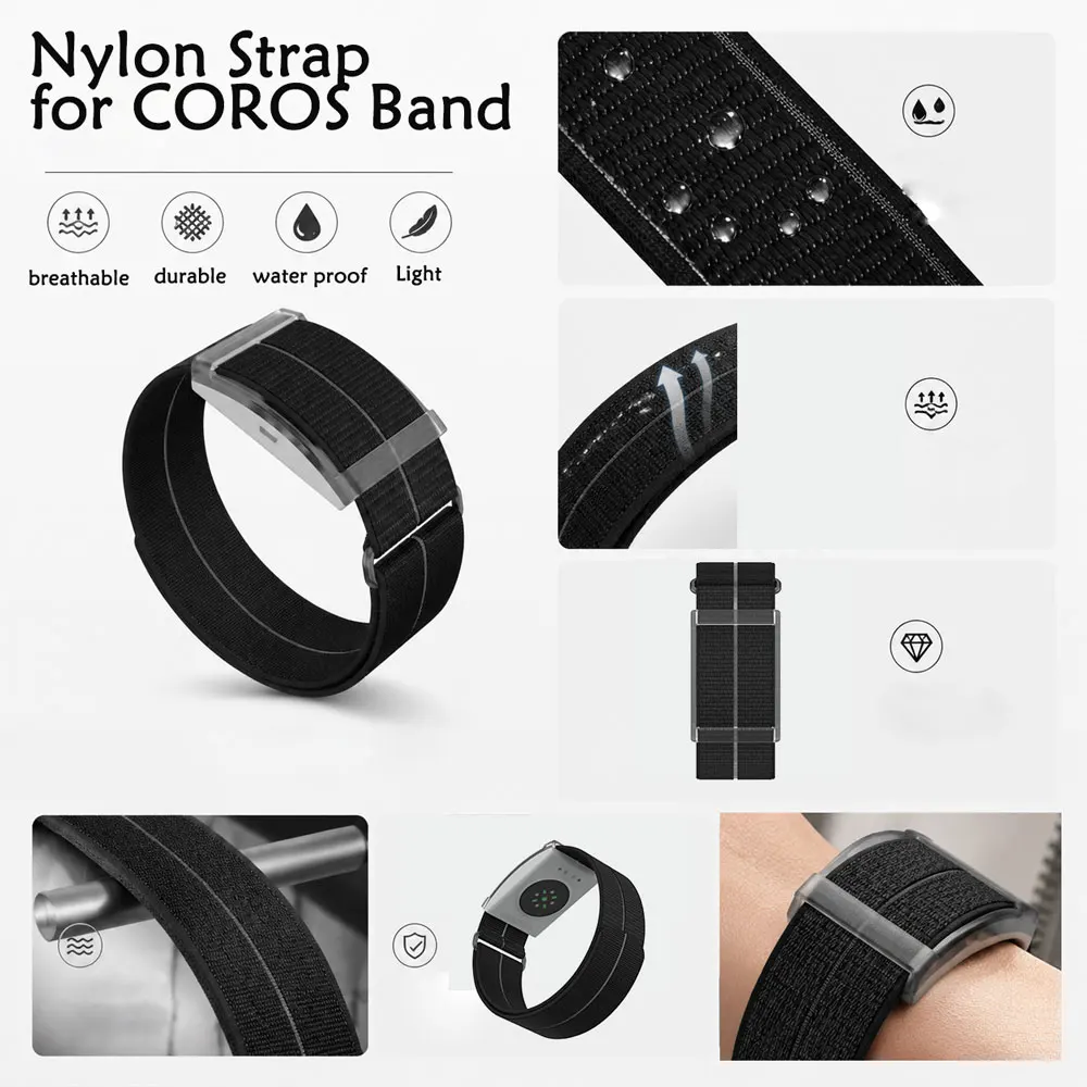 Durable Magic Buckle Nylon Strap for COROS Heart Rate Monitor Feather Weave Lightweight Band Sport Replacement Wristband Accs