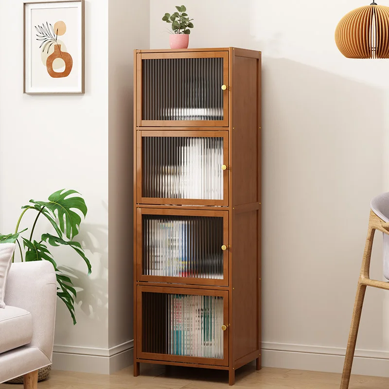 Bookcase with door shelf multi-layer storage seam storage cabinet living room display cabinet